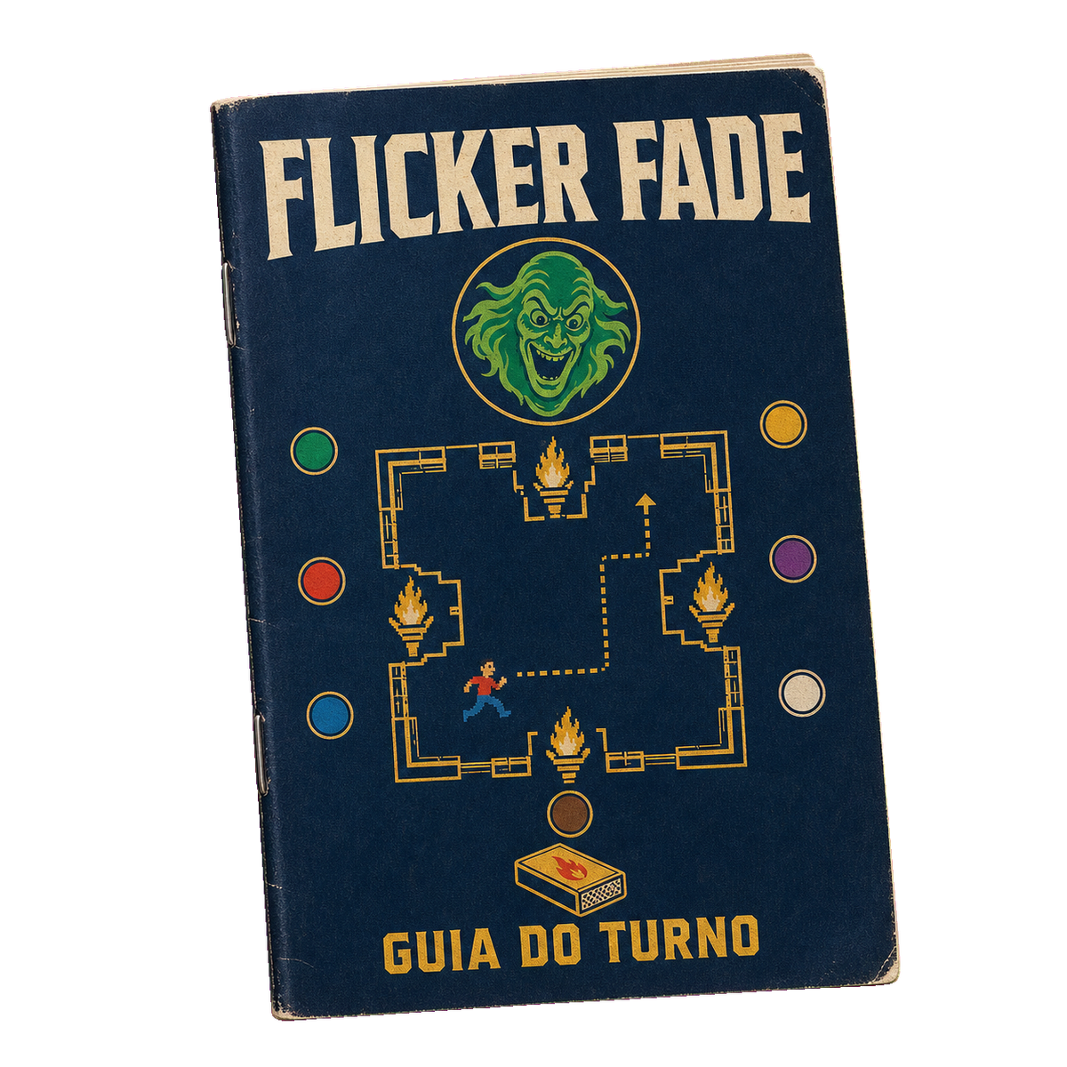 Guia do Turno transparente de Flicker Fade com mapa das quatro tochas e os sete humores do fantasma